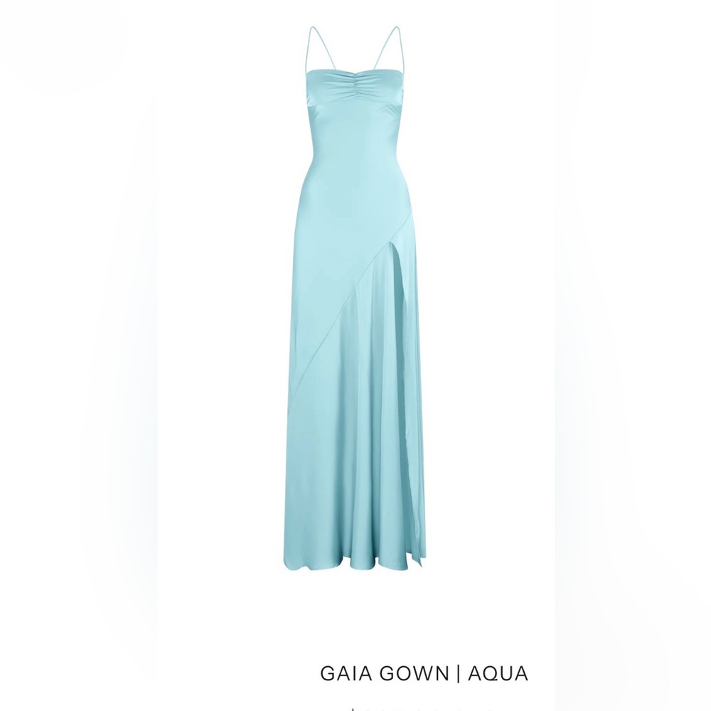 HNTR the Label Gaia Aqua Prom Gown with Side Slit